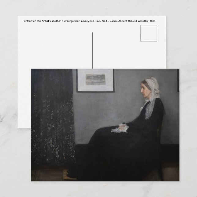 James Whistler - Portrait der Mutter des Künstlers Postkarte (Vorne/Hinten)