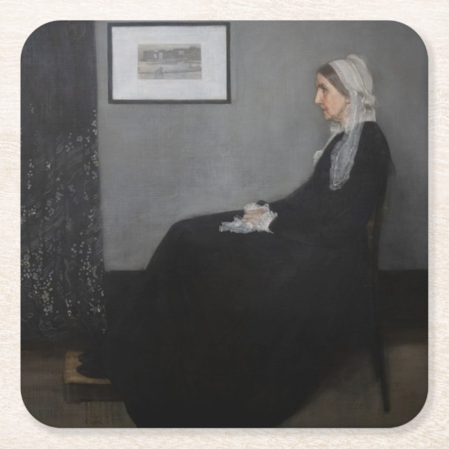 James Whistler - Portrait der Mutter des Künstlers Rechteckiger Pappuntersetzer (Vorderseite)