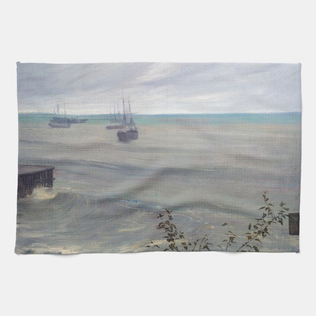 James Whistler - Symphonie in Grau und Grün Geschirrtuch (Horizontal)