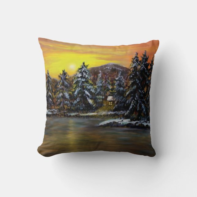 James' Winter Cabin von Ave Hurley Kissen (Vorderseite)