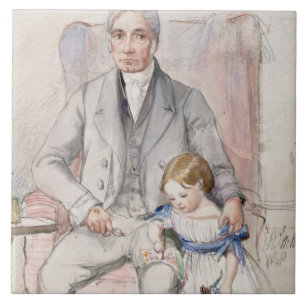 James Wyatt mit seinem Grandaughter Mary, älteste Fliese