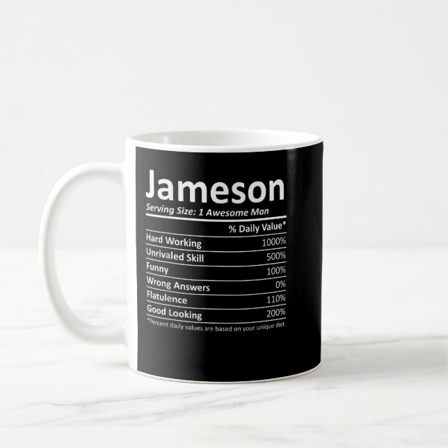 JAMESON Nutrition Funny Birthday Personalized Name Kaffeetasse (Links)