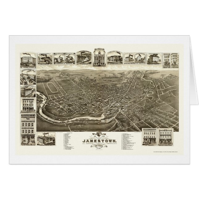 Jamestown, carte panoramique de NY - 1882 (Devant horizontal)