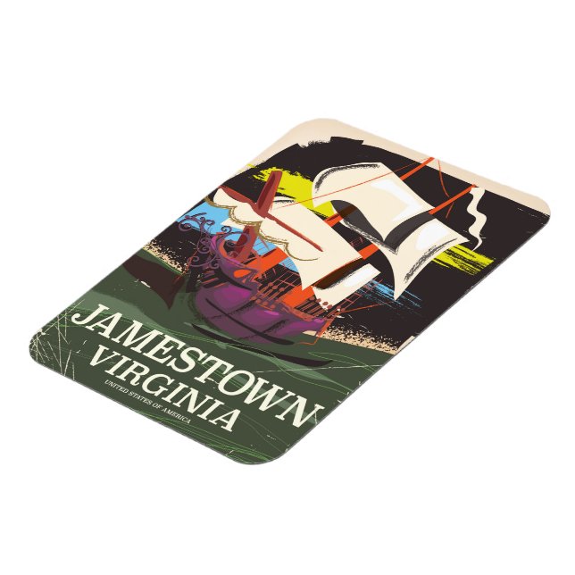Jamestown, Virginia, Vintage-Reiseplakat Magnet (Linke Seite)