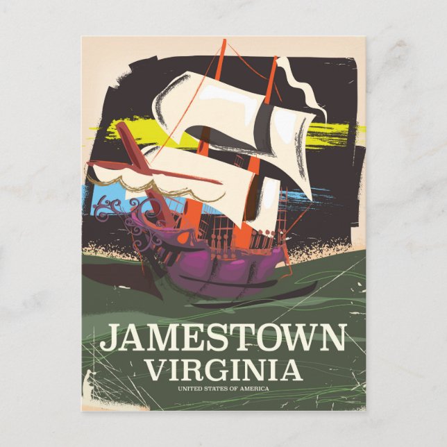 Jamestown, Virginia, Vintage-Reiseplakat Postkarte (Vorderseite)