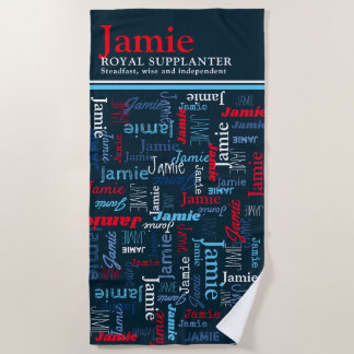 Jamie personalisierter Name Bedeutung rot blau wei Strandtuch