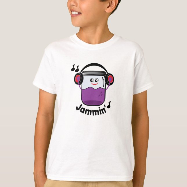Jammin Stau-Glas mit Kopfhörer-T - Shirt (Vorderseite)
