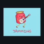 Jamming Pun Postkarte<br><div class="desc">Ein alberner Pun,  der zu einer ruhigen Unterhaltung führen kann. Ein Glas Marmelade jamming mit seiner Gitarre.</div>