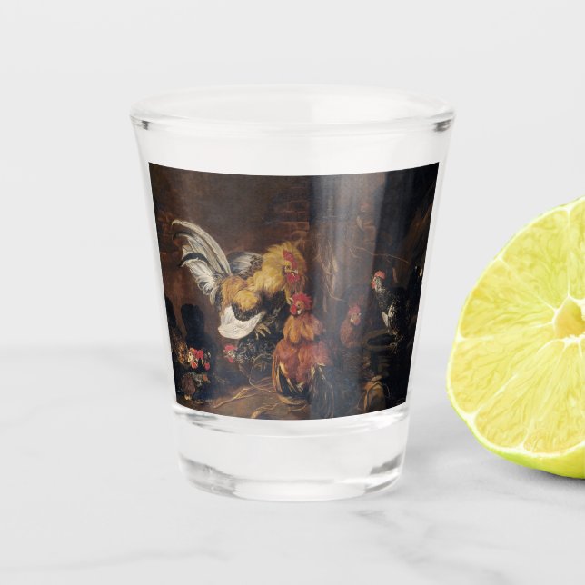 Jan Fyt Cockfight Schnapsglas (Vorderseite)