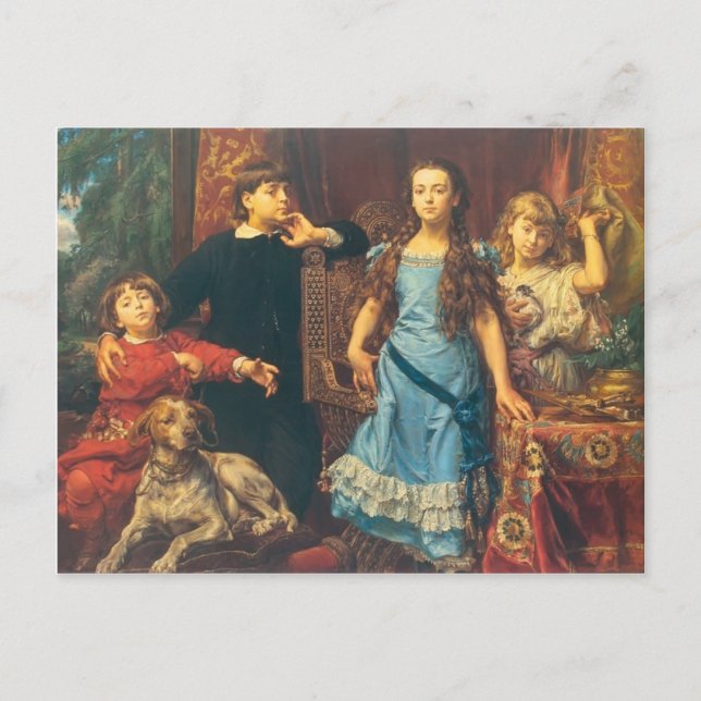 Jan Matejko: Portrait der vier Kinder des Künstler Postkarte (Vorderseite)
