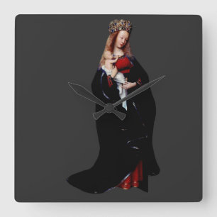 Jan van Eyck - Die Madonna in der Kirche Fine Art Quadratische Wanduhr