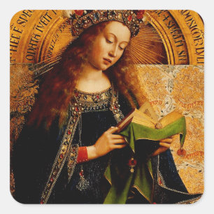 Jan van Eyck - Sammlung feiner Kunst der Jungfrau  Quadratischer Aufkleber