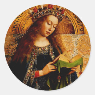 Jan van Eyck - Sammlung feiner Kunst: Jungfrau Mar Runder Aufkleber