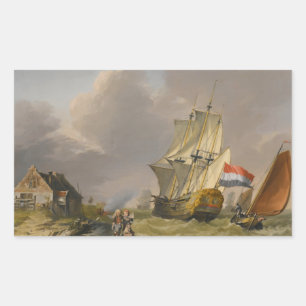 Jan van Os - Ein Sturm vor der Küste Rechteckiger Aufkleber