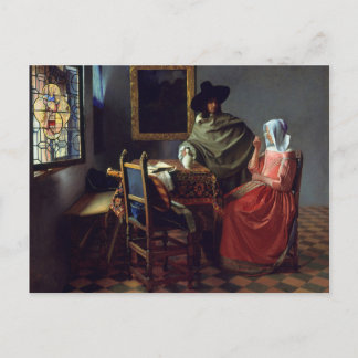 Jan Vermeer, Carte Postale En Verre Vin