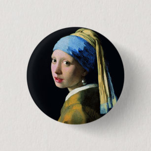 Jan Vermeer Girl mit Perle und Barockkunst Button