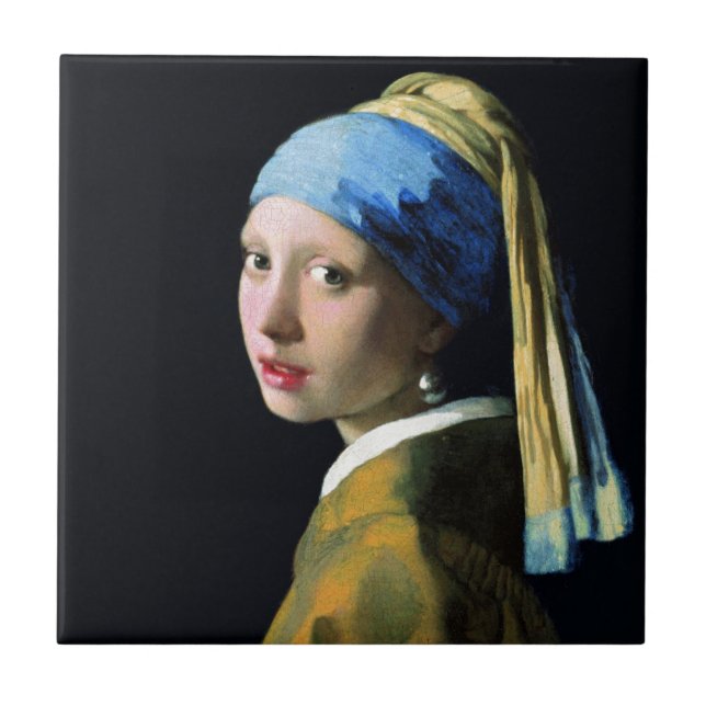 Jan Vermeer Girl mit Perle und Barockkunst Fliese (Vorderseite)
