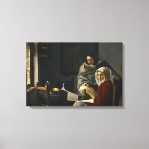 Jan Vermeer - Mädchen unterbricht ihre Musik Leinwanddruck