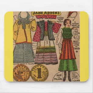 Jane Arden Papierpuppe Polnische Kleidung der 1930 Mousepad