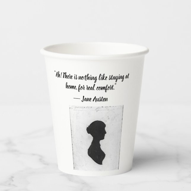 Jane Austen bleibe Zuhause Zitat Pappbecher (Vorderseite)