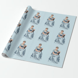 Jane Austen Blue Wrapping Paper Geschenkpapier