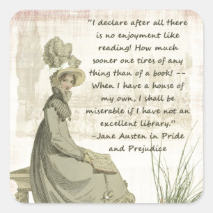 Jane Austen-Buch-Liebhaber Quadratischer Aufkleber