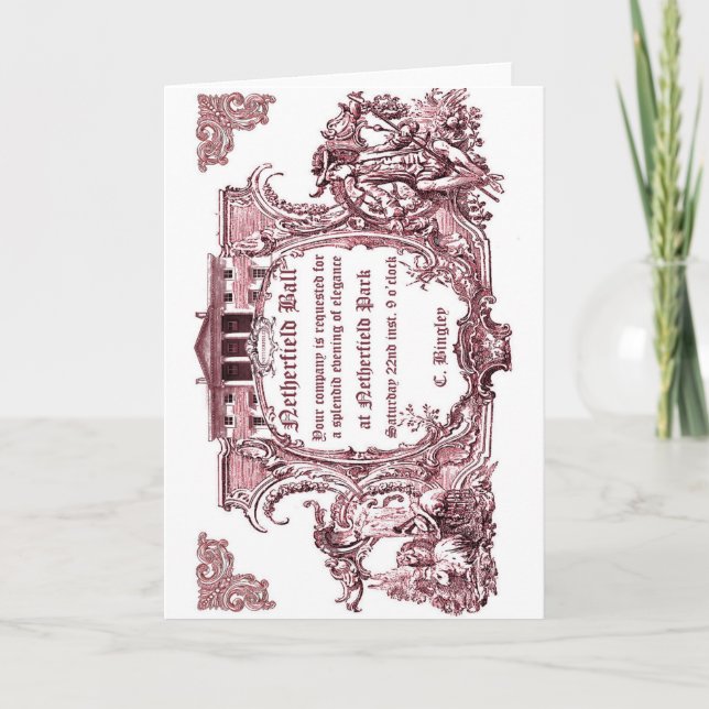 Jane Austen : Cartes Invitations de Bal Netherfiel (Devant)