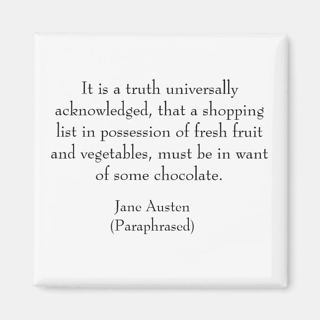 Jane-Austen-Einkaufsliste-Magnet Magnet (Vorne)