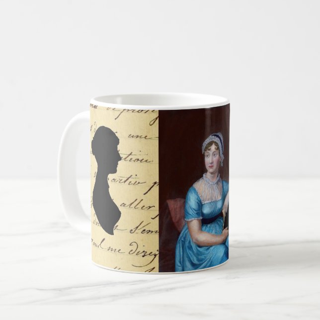 Jane Austen, Geschenk für Buchliebhaber Kaffeetasse (Vorderseite Links)