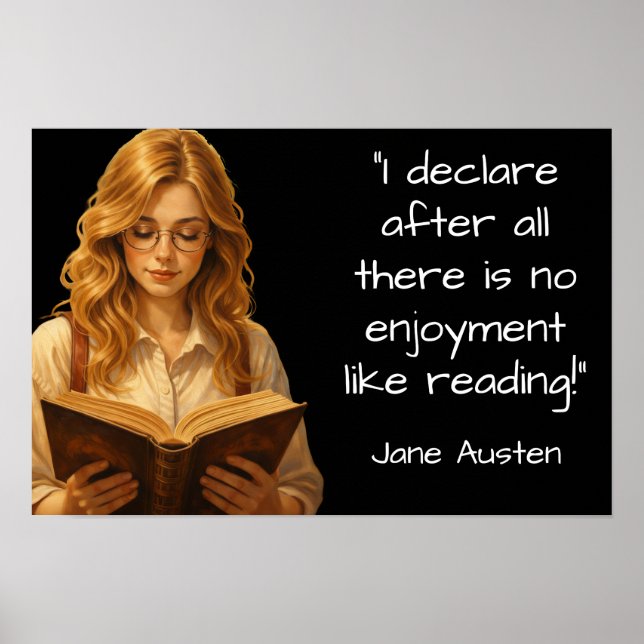 Jane Austen liest Zitat Poster (Vorne)