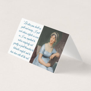 Jane Austen m. Zitat (blau) gefaltete Karte