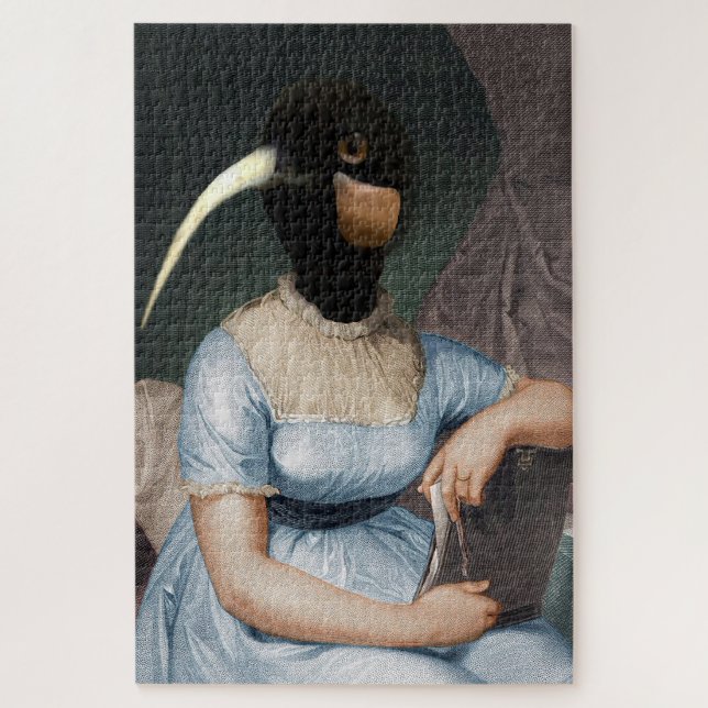 Jane Austen mit Vogelkopf (Vertikal)