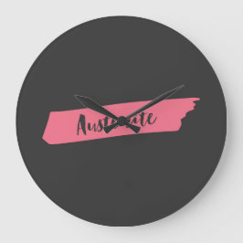 Jane Austen Modern Pink Brush Austenite Große Wanduhr