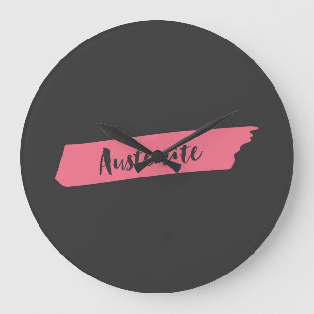 Jane Austen Modern Pink Brush Austenite Große Wanduhr (Vorderseite)
