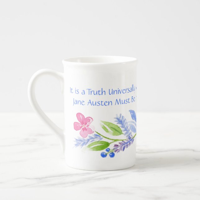 Jane Austen Motto Floral BONE CHINA Prozellantasse (Links)