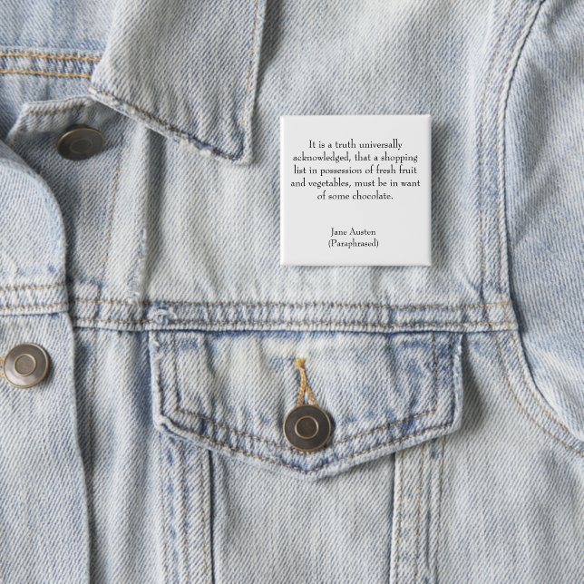 Jane Austen Paraphrasierte Einkaufstasche Button (Beispiel)