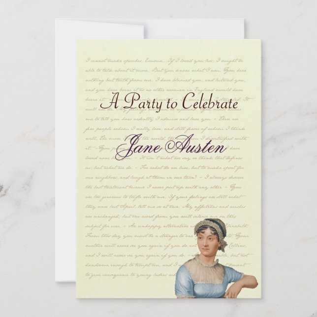 Jane Austen Party Geburtstagsfeier Quotes Einladung (Vorderseite)