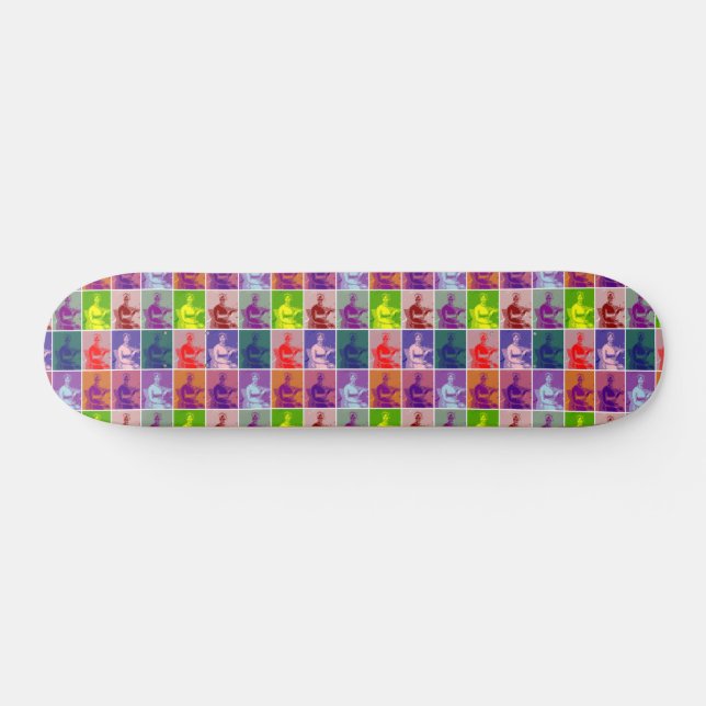 Jane Austen Pop Art bunt Skateboard (Horizontal)