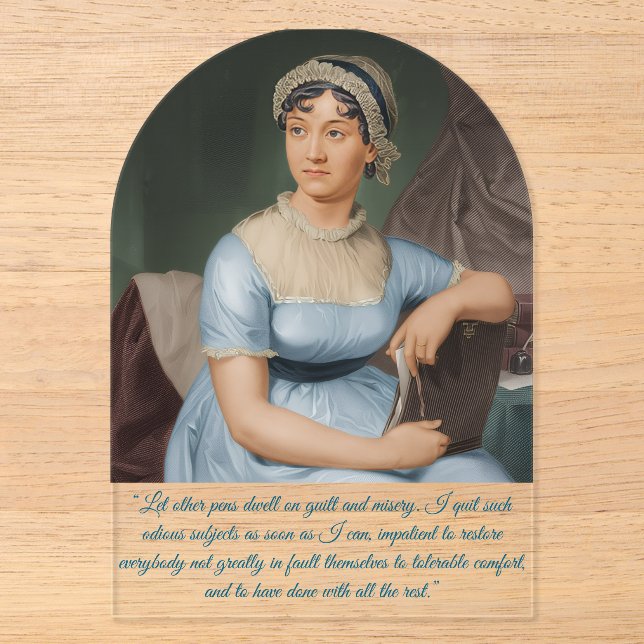 Jane Austen portrait + quote (Blue) Acryleinladungen (Vorderseite)