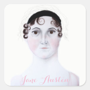 Jane Austen portrait Square Stickers, glänzend. Quadratischer Aufkleber