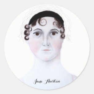 Jane Austen portrait Square Stickers, Glossy. Runder Aufkleber