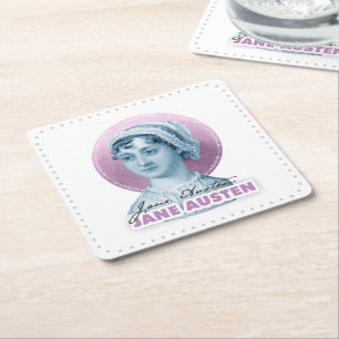 Jane Austen Portrait und Signature Pink Rechteckiger Pappuntersetzer