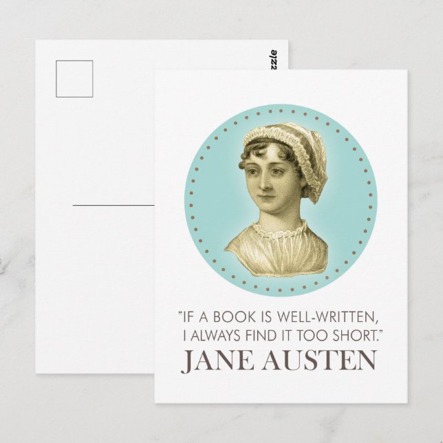 Jane Austen Portrait und Zitat zum Lesen Postkarte (Vorne/Hinten)