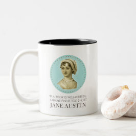 Jane Austen Portrait und Zitat zum Lesen Zweifarbige Tasse