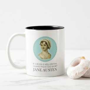 Jane Austen Portrait und Zitat zum Lesen Zweifarbige Tasse