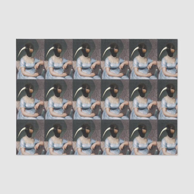 Jane Austen portrait with bird head Seidenpapier (Vorderseite)