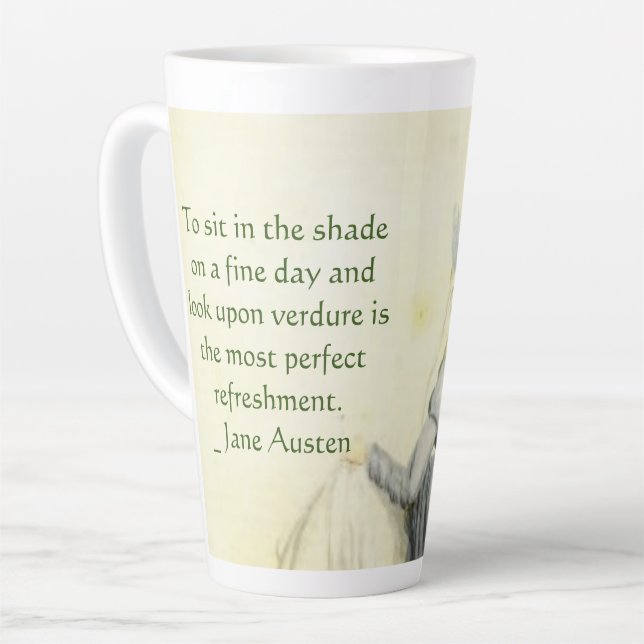 Jane Austen Portrait +Zitat Magnet-Kaffee-Tasse Milchtasse (Linke Ecke)