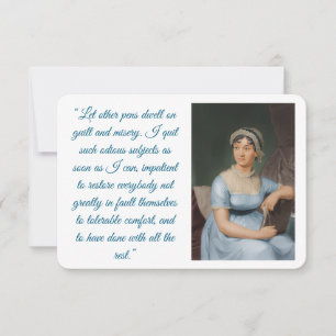 Jane-Austen-Porträt plus Zitat (blau) Faltekarte RSVP Karte