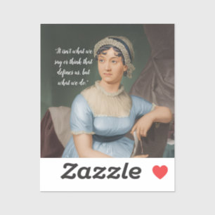 Jane-Austen-Porträt und Zitat Aufkleber