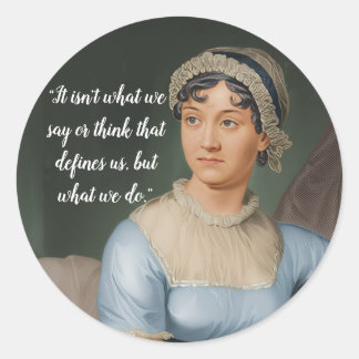 Jane-Austen-Porträt und Zitat Runder Aufkleber